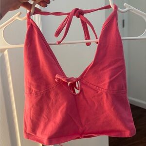 Garage Pink Halter Crop Top